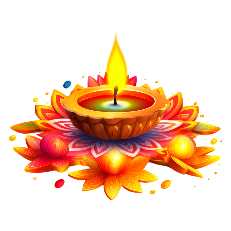 diya colorato rangoli Diwali festival nel India. generativo ai png