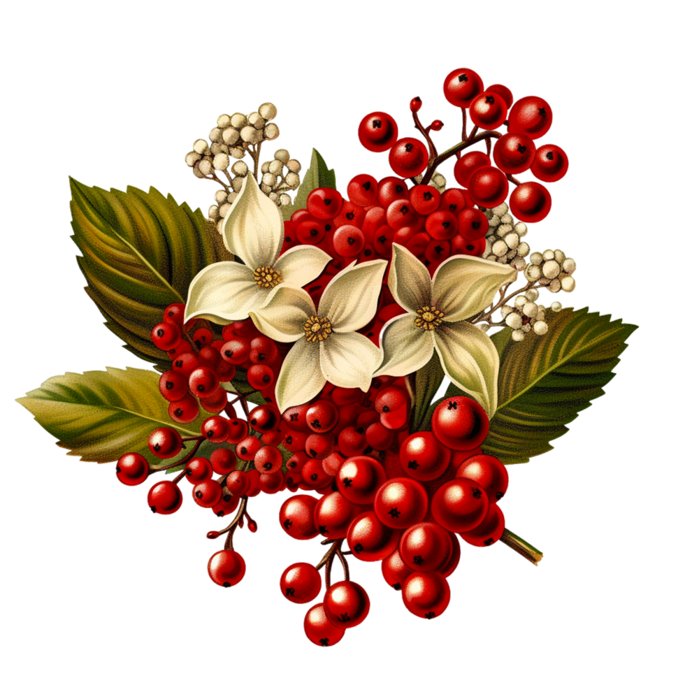 Christmas Holly Leaves Branches And Berries. png