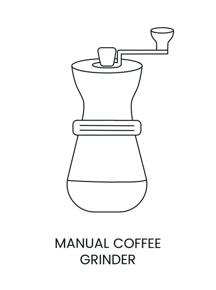 Coffee grinder is a linear vector icon in black.