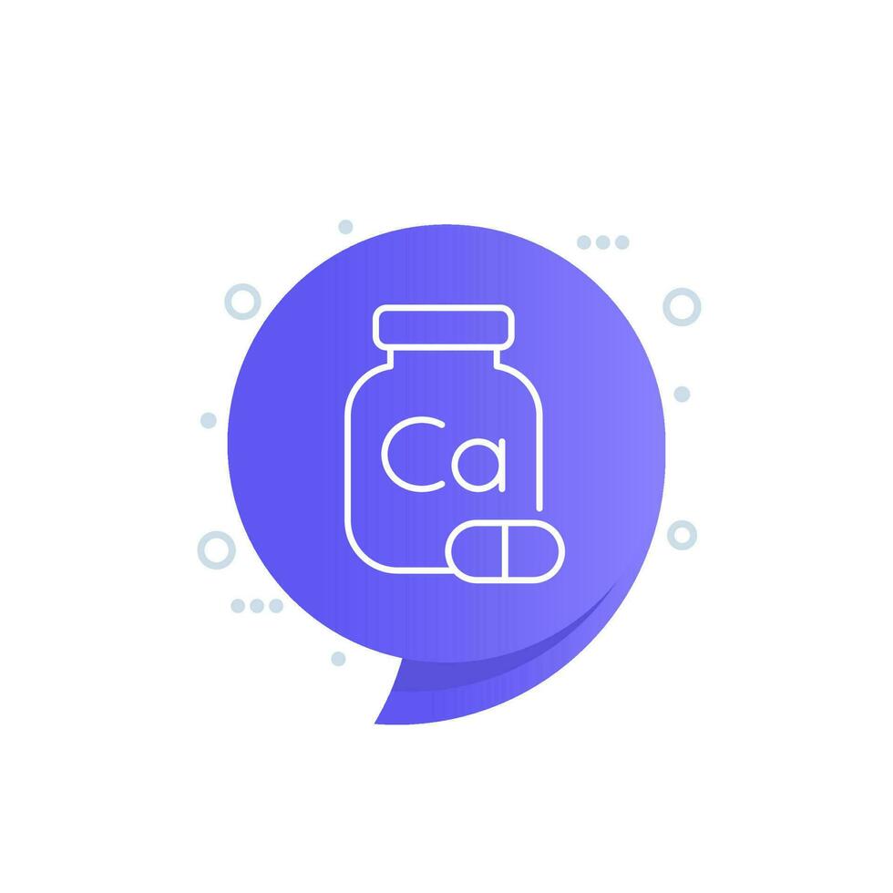 calcium mineral, supplements line icon, capsules and bottle 24694373
