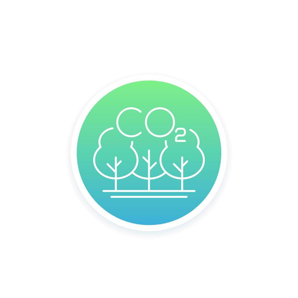 carbon offset and reducing co2 gas icon, linear vector design