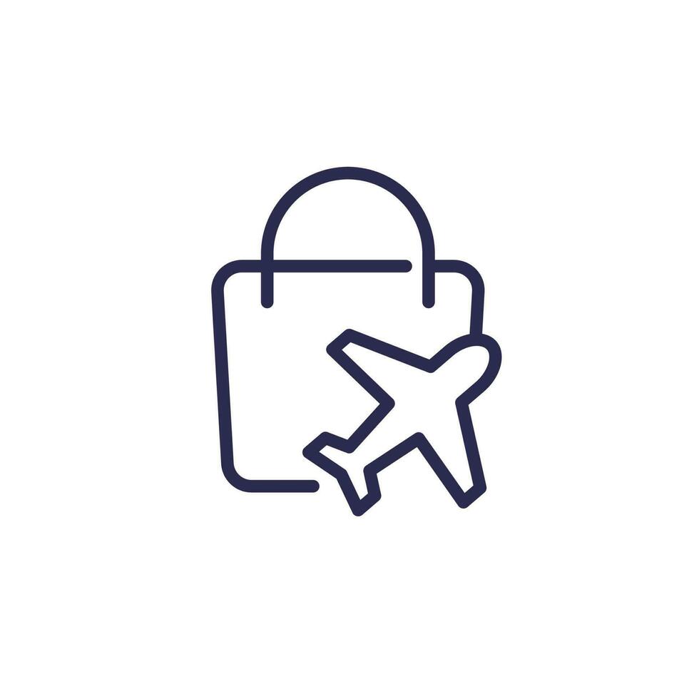 Duty free bag line icon on white vector