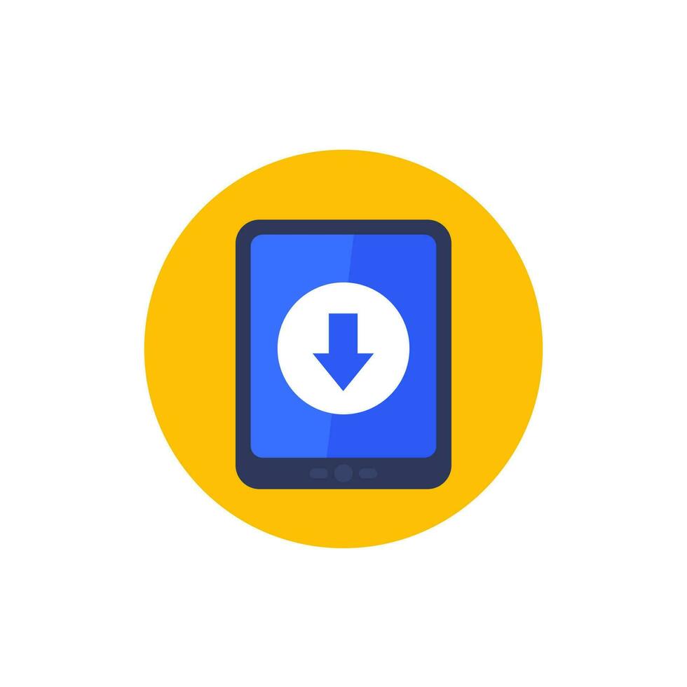 ebook reader icon, download a book to device flat vector