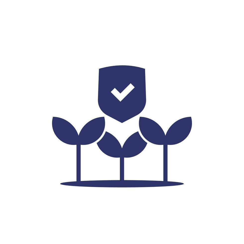 crop protection icon with plants and shield vector