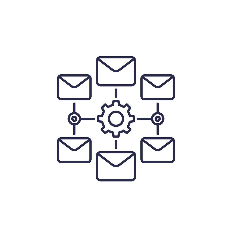 email automation service line icon on white vector
