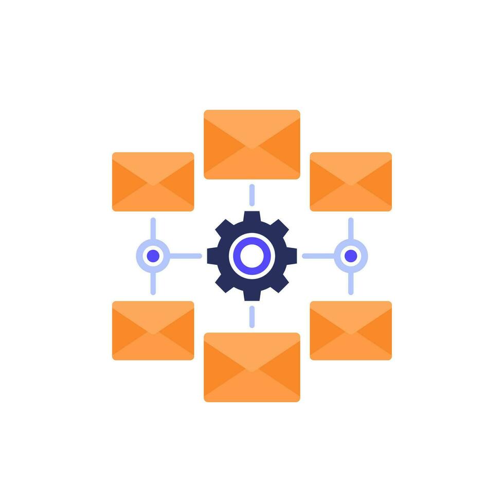 email automation service icon on white, flat vector