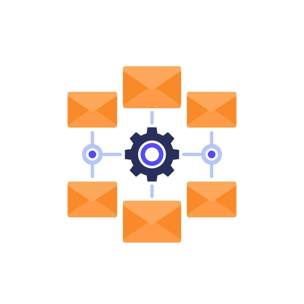 email automation service icon on white, flat vector