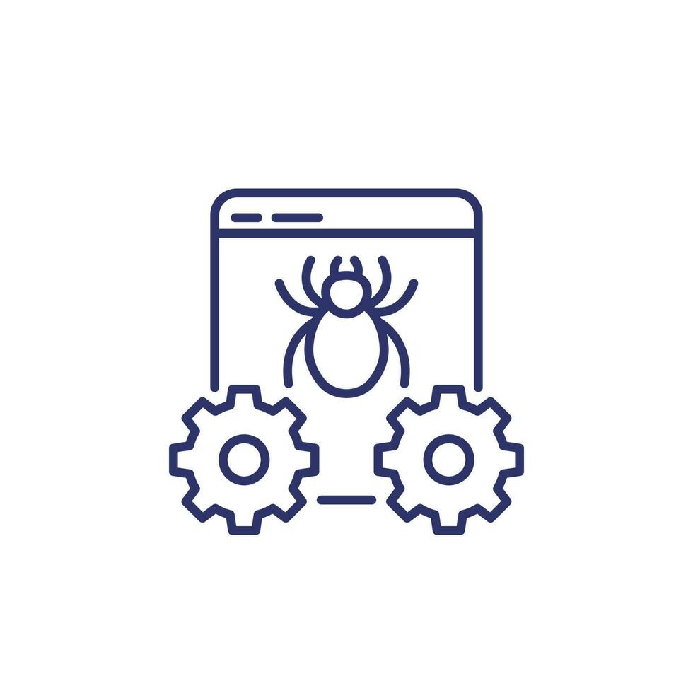 computer bug line icon on white vector