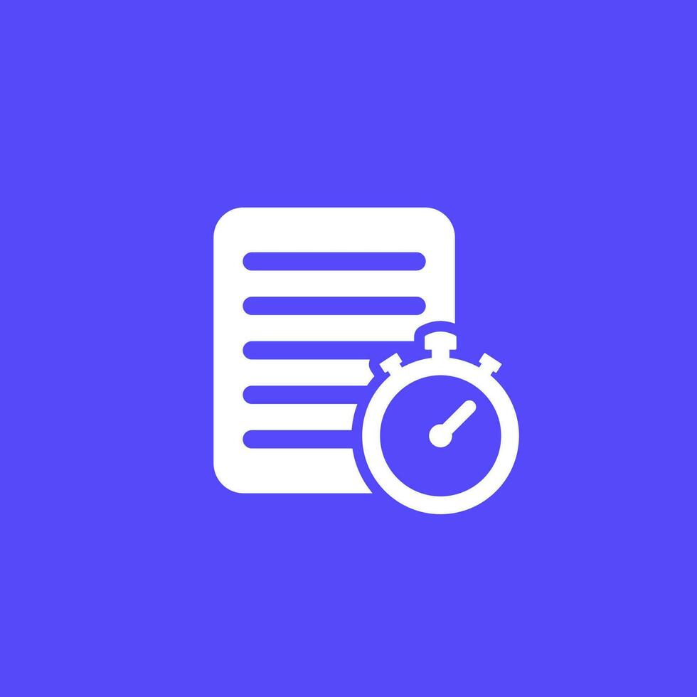 timesheet icon, document and stopwatch vector