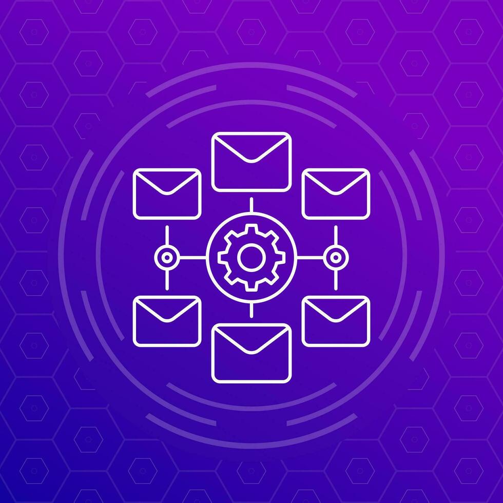 email automation service icon, linear design vector