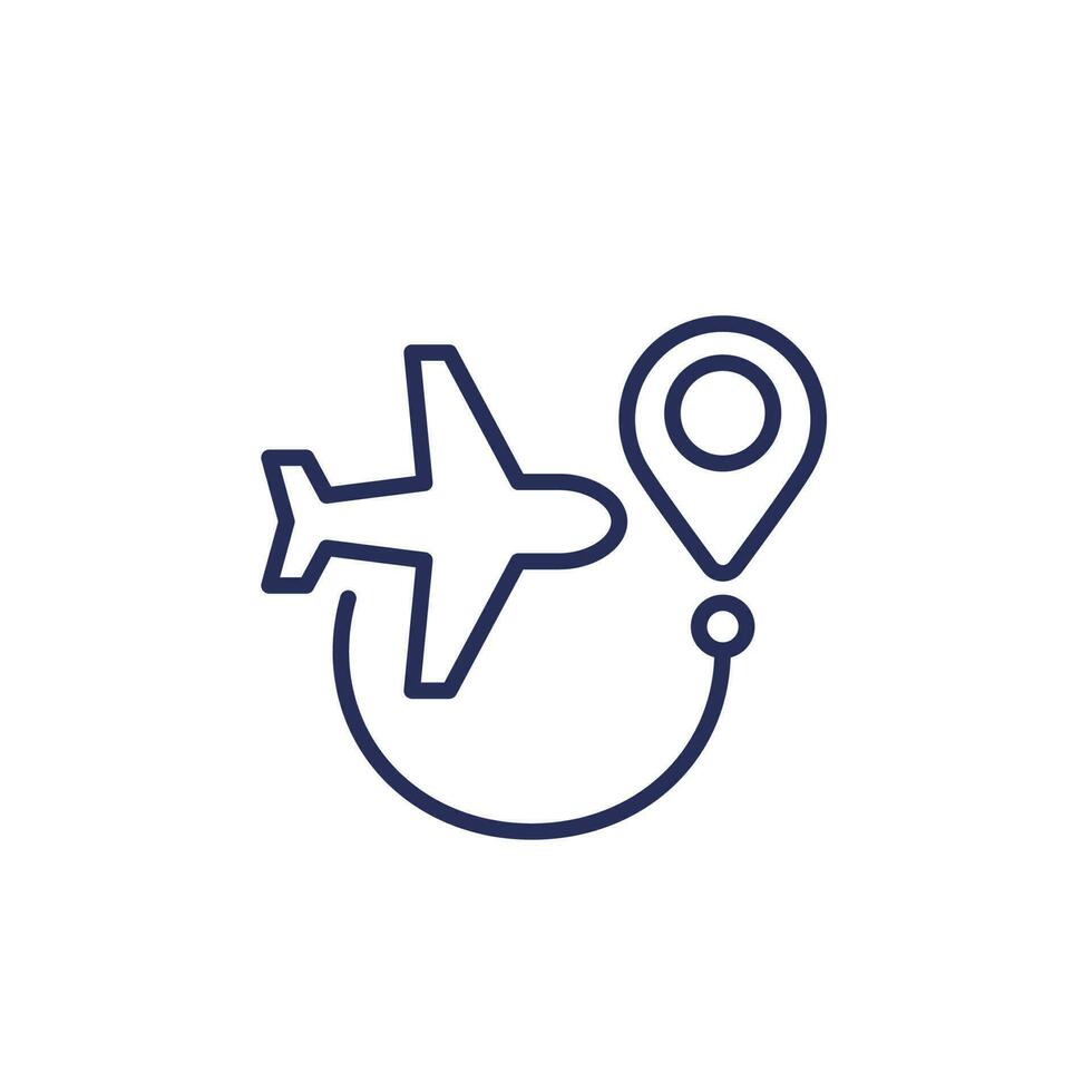 Flight route line icon on white vector