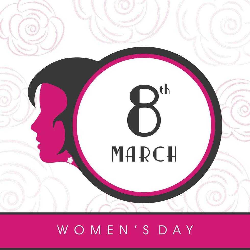 Elegant greeting card design for International Women's Day celebration on shiny background. vector
