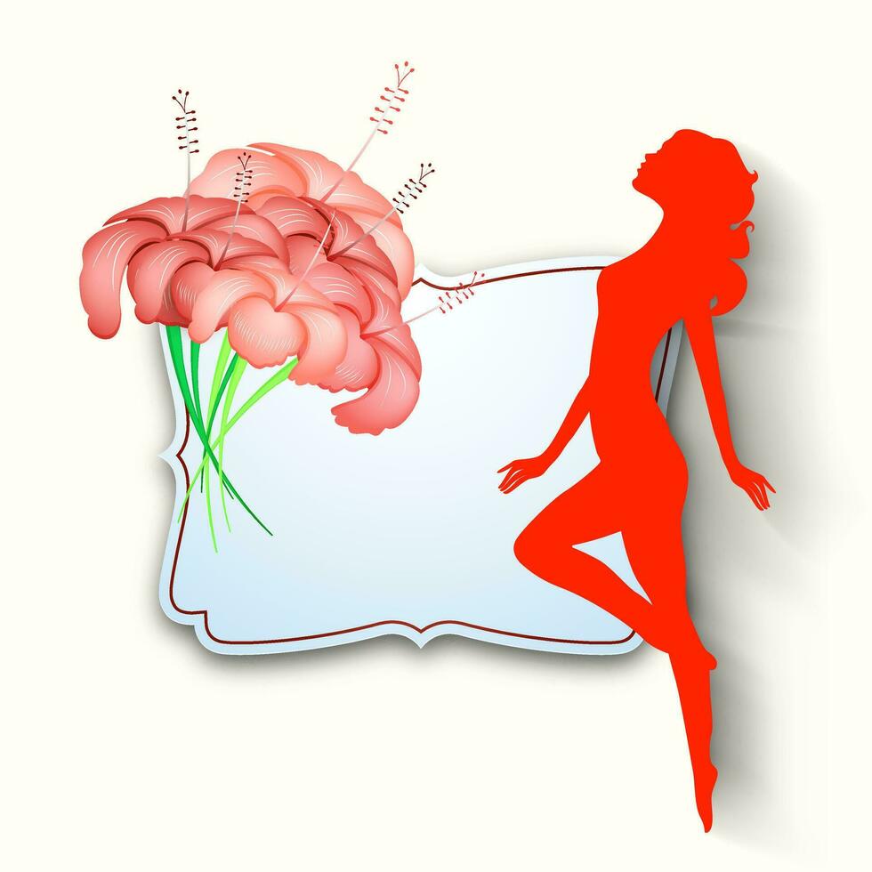 Elegant greeting card design for International Women's Day celebration on shiny background. vector
