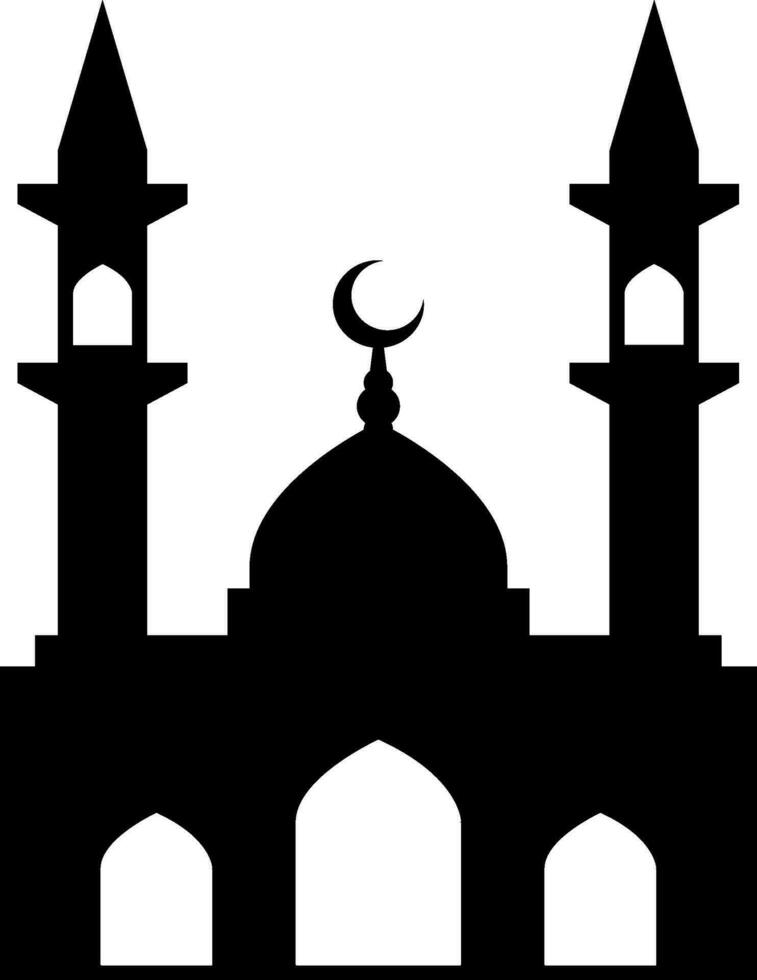 Mosque vector illustration. Silhouette mosque icon for sign and symbol of muslim worship place. Mosque icon of islam religion and muslim faith. Place of muslim to pray