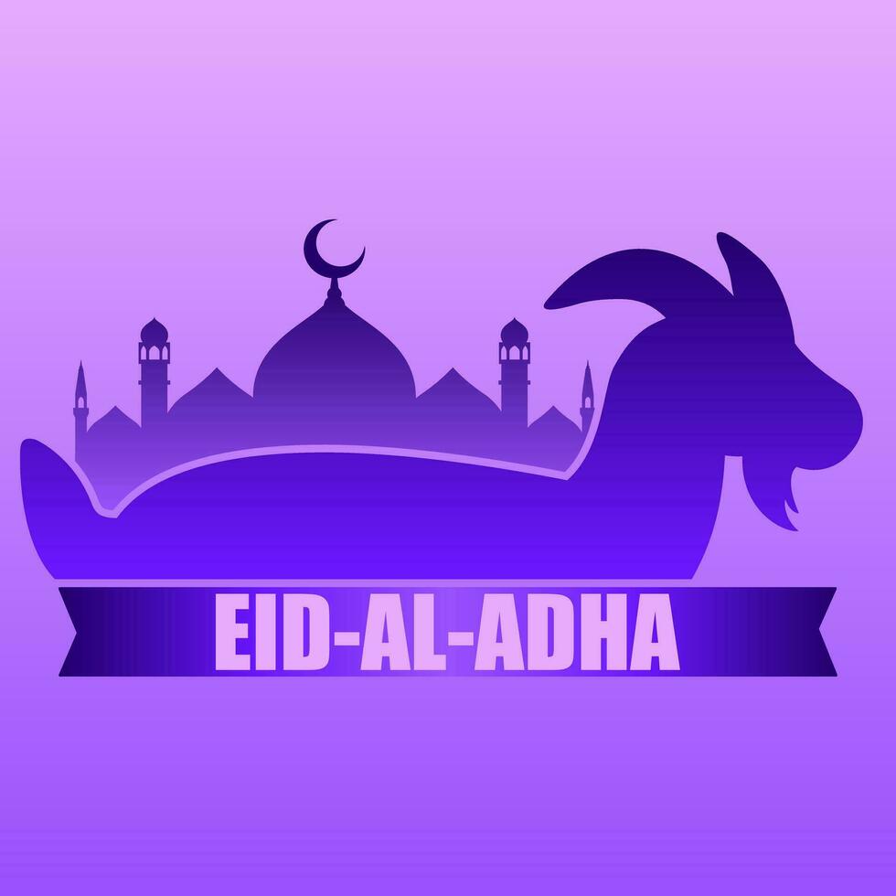 Eid al adha vector illustration for islam culture. Qurban design of goat and mosque for eid al adha mubarak. Islamic design of qurban for al adha event celebration in muslim culture and islam religion