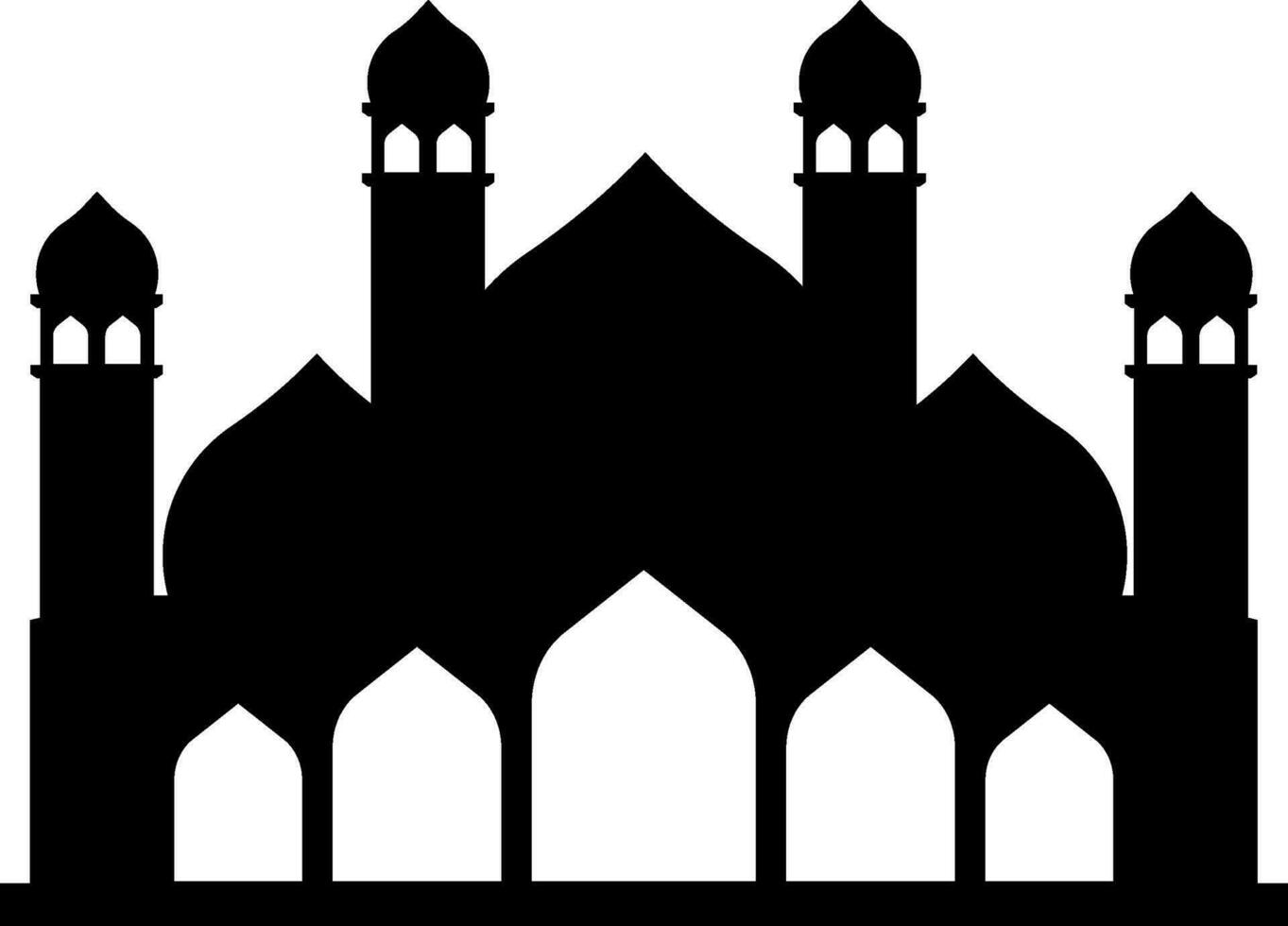 Mosque vector illustration. Silhouette mosque icon for sign and symbol of muslim worship place. Mosque icon of islam religion and muslim faith. Place of muslim to pray