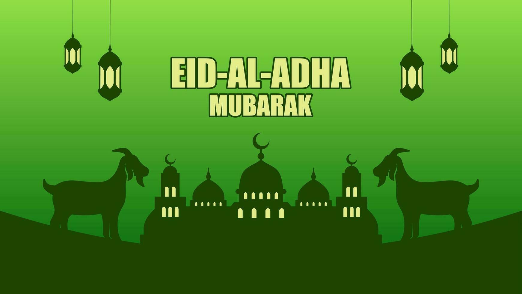 Eid al adha vector illustration for islam culture. Qurban design of goat and mosque for eid al adha mubarak. Islamic design of qurban for al adha event celebration in muslim culture and islam religion
