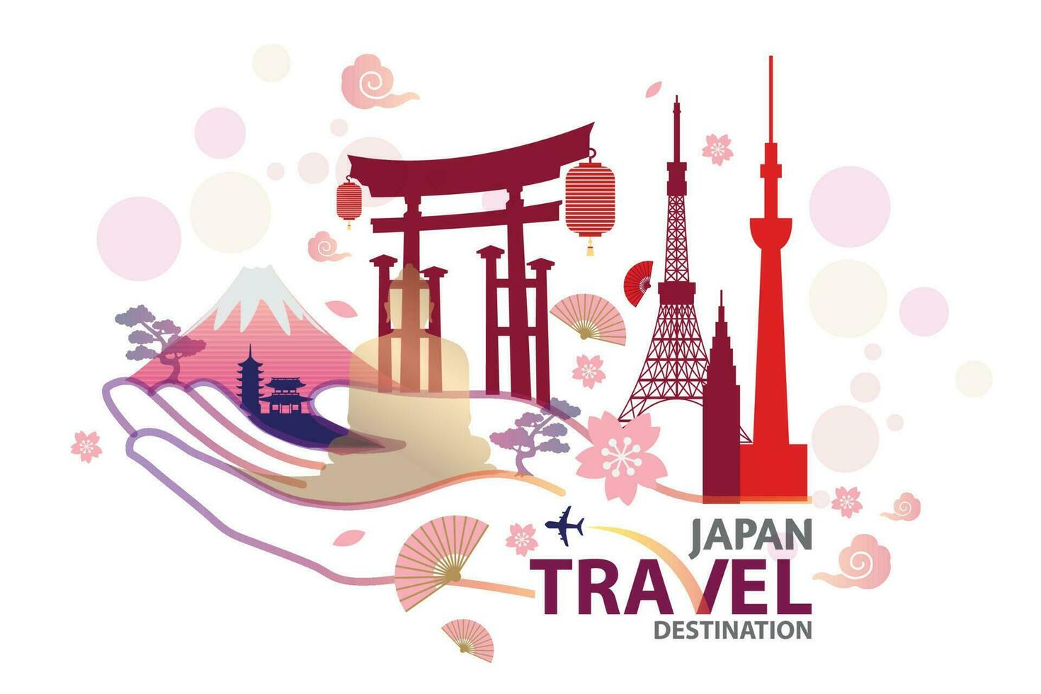 japan travel destination vector illustration