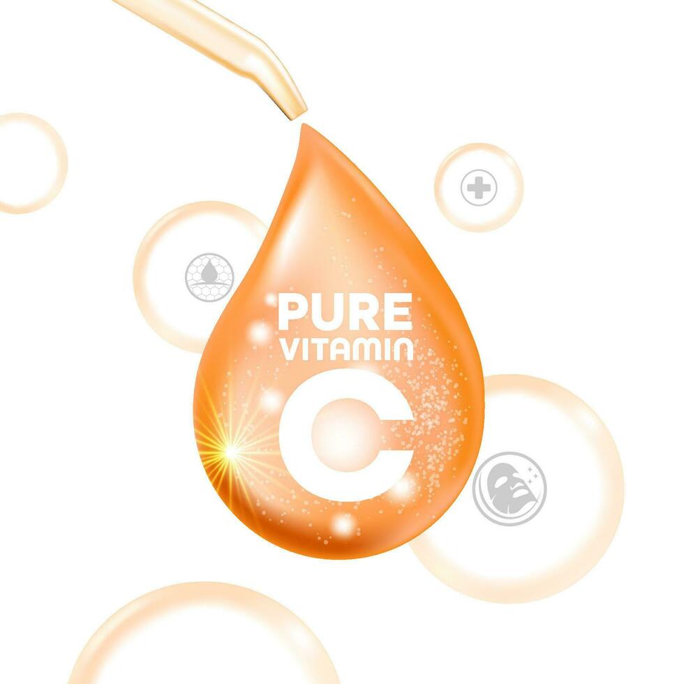 puro vitamina C suero piel cuidado cosmético vector