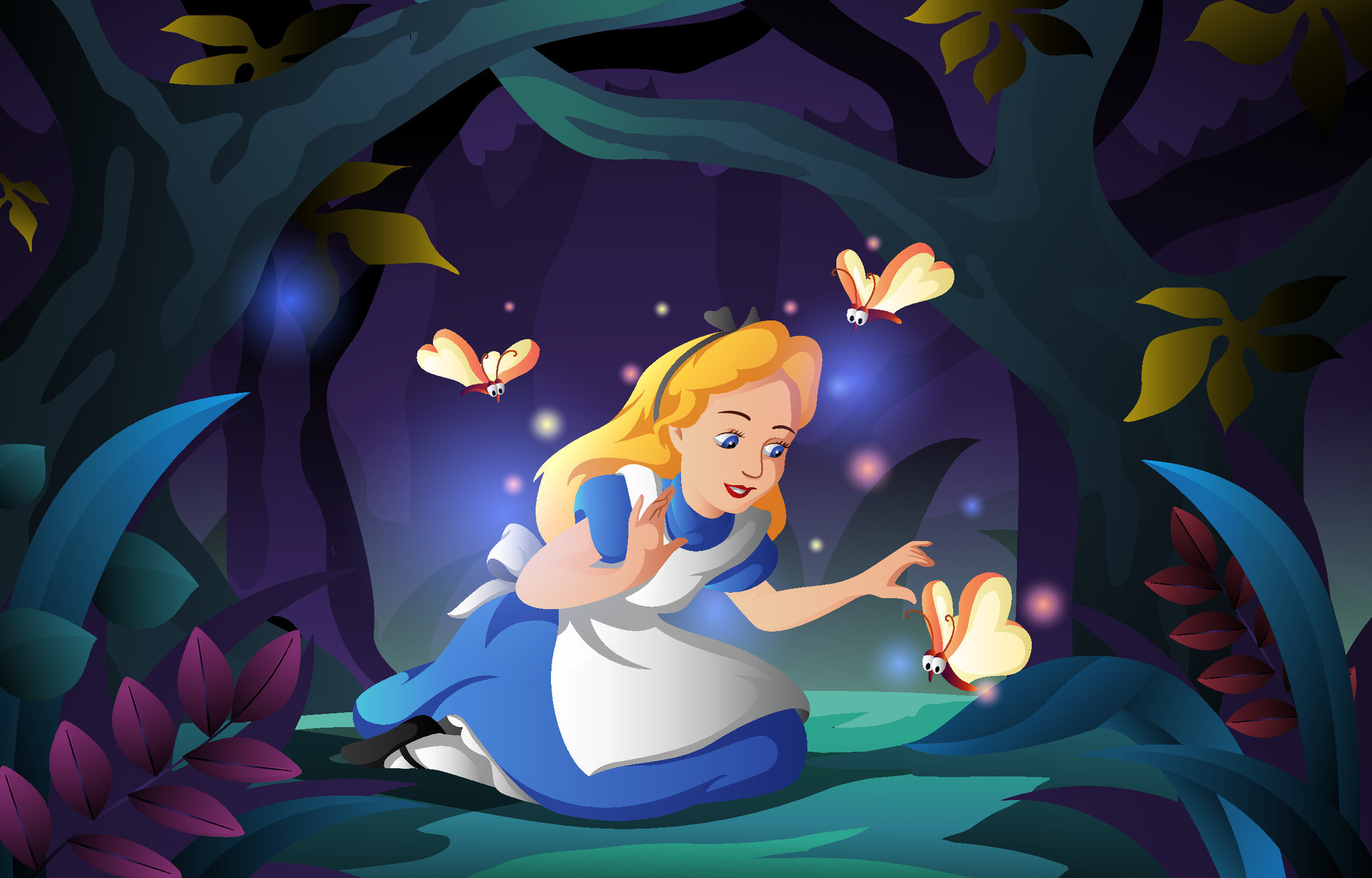 alice in wonderland cartoon forest