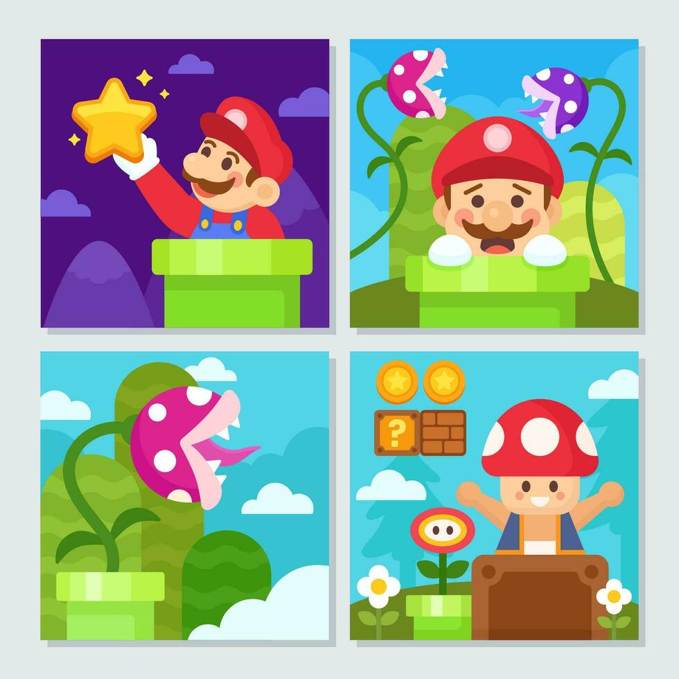 Super Plumber Heroes Social Media Post vector