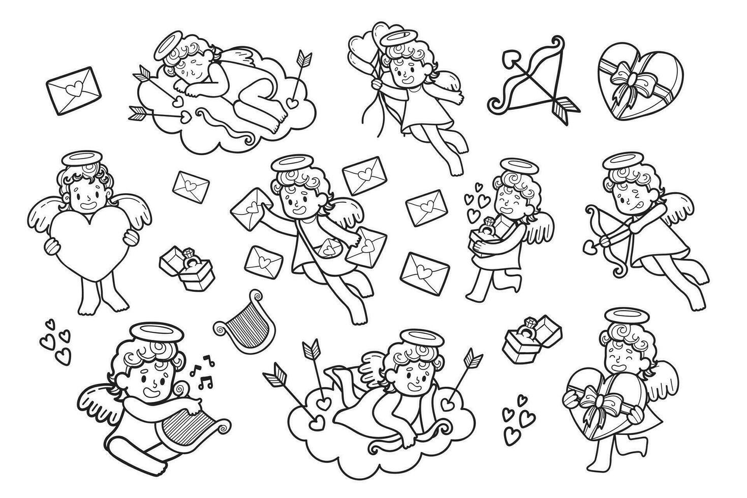 Hand Drawn Cupid collection in flat style illustration for business ideas vector