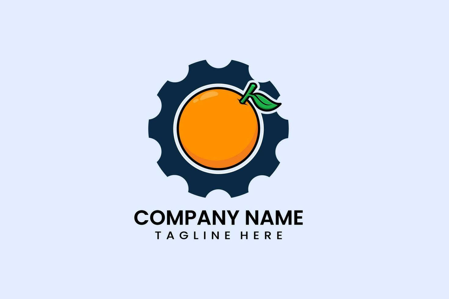 Flat orange fruit gear mechanical engineering logo vector