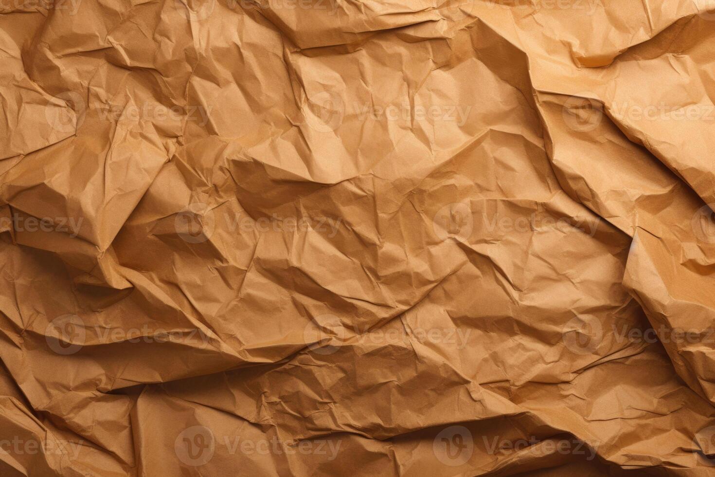 Crumpled brown paper background. photo