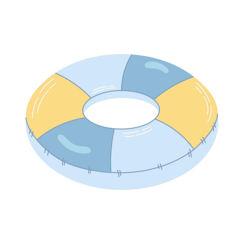 Striped inflatable ring for swimming isolated on a white background. Colored flat illustration. vector