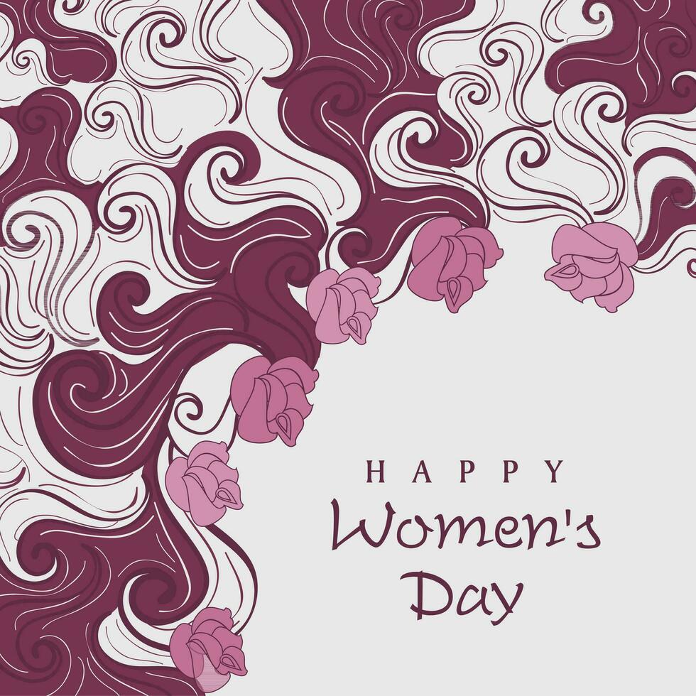 Sketch of a beautiful girl with decorated hairs background or card for Happy Women's Day. vector