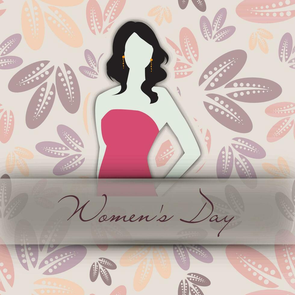 Sketch of a beautiful girl with decorated hairs background or card for Happy Women's Day. vector