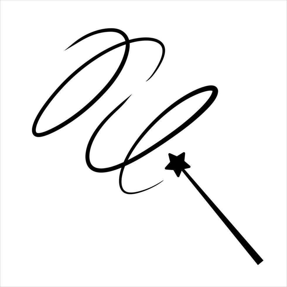 Magic wand with star. Wizard tool. Miracle symbols and Wizard stick. Fairytale rod vector