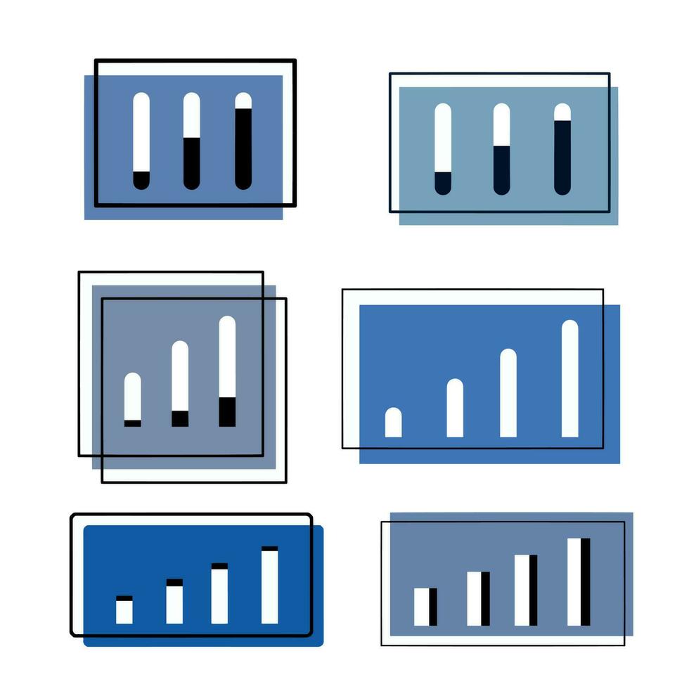 Set of column graphs. Minimalistic design of business infographics. vector