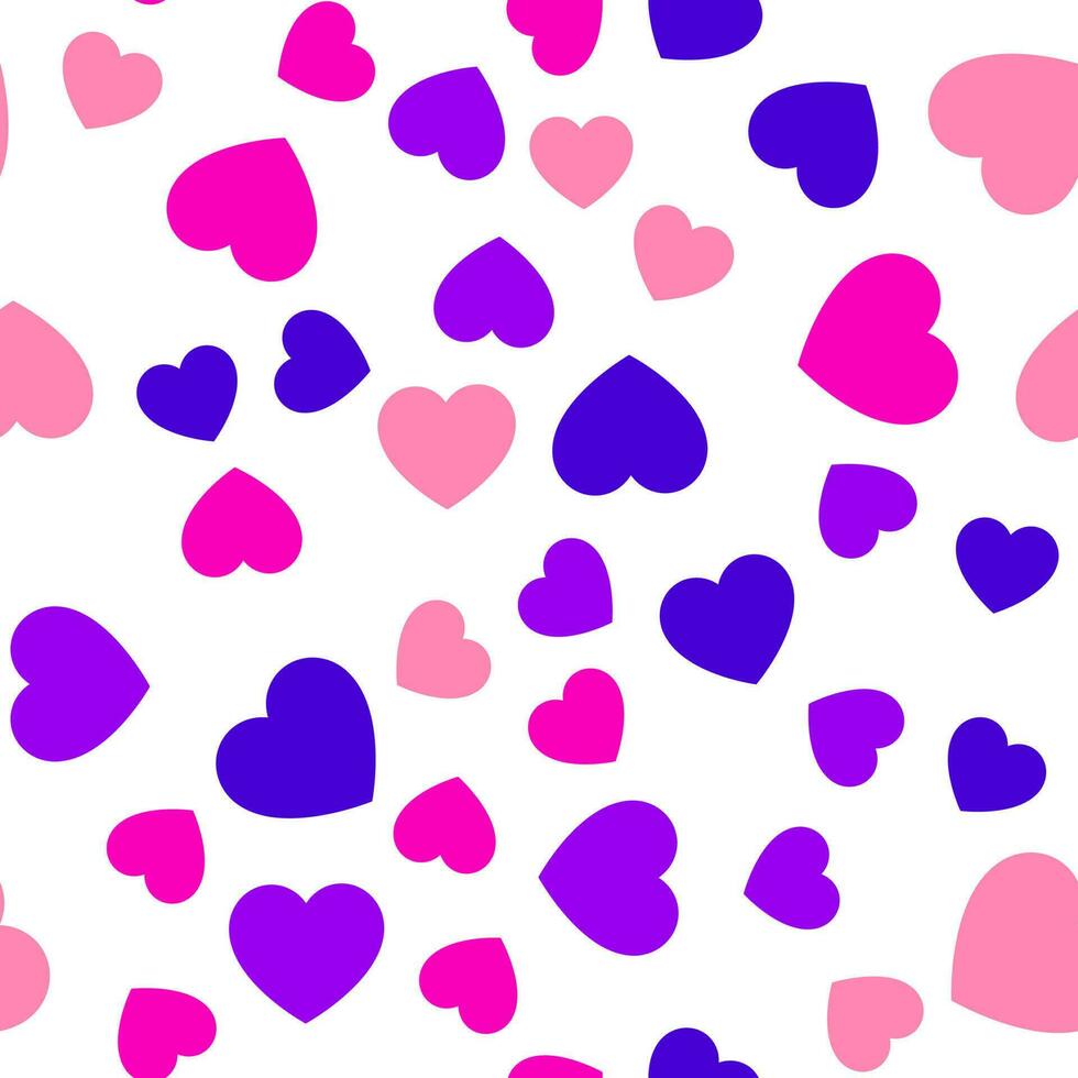 Colorful seamless pattern of blue, purple, green and yellow hearts. Suitable for printing on textile, fabric, wallpapers, postcards, wrappers vector