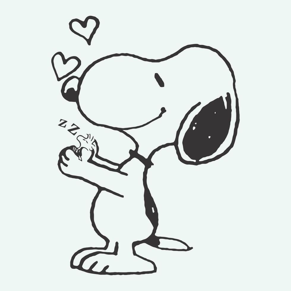 Snoopy dog cartoon character silhouette 24695600 Vector Art at Vecteezy