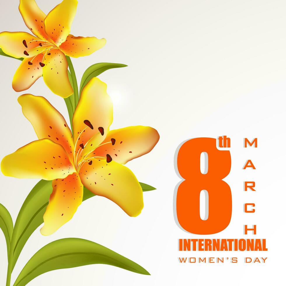 Happy Women's Day celebrations greeting card design decorated with beautiful flowers on abstract background. vector