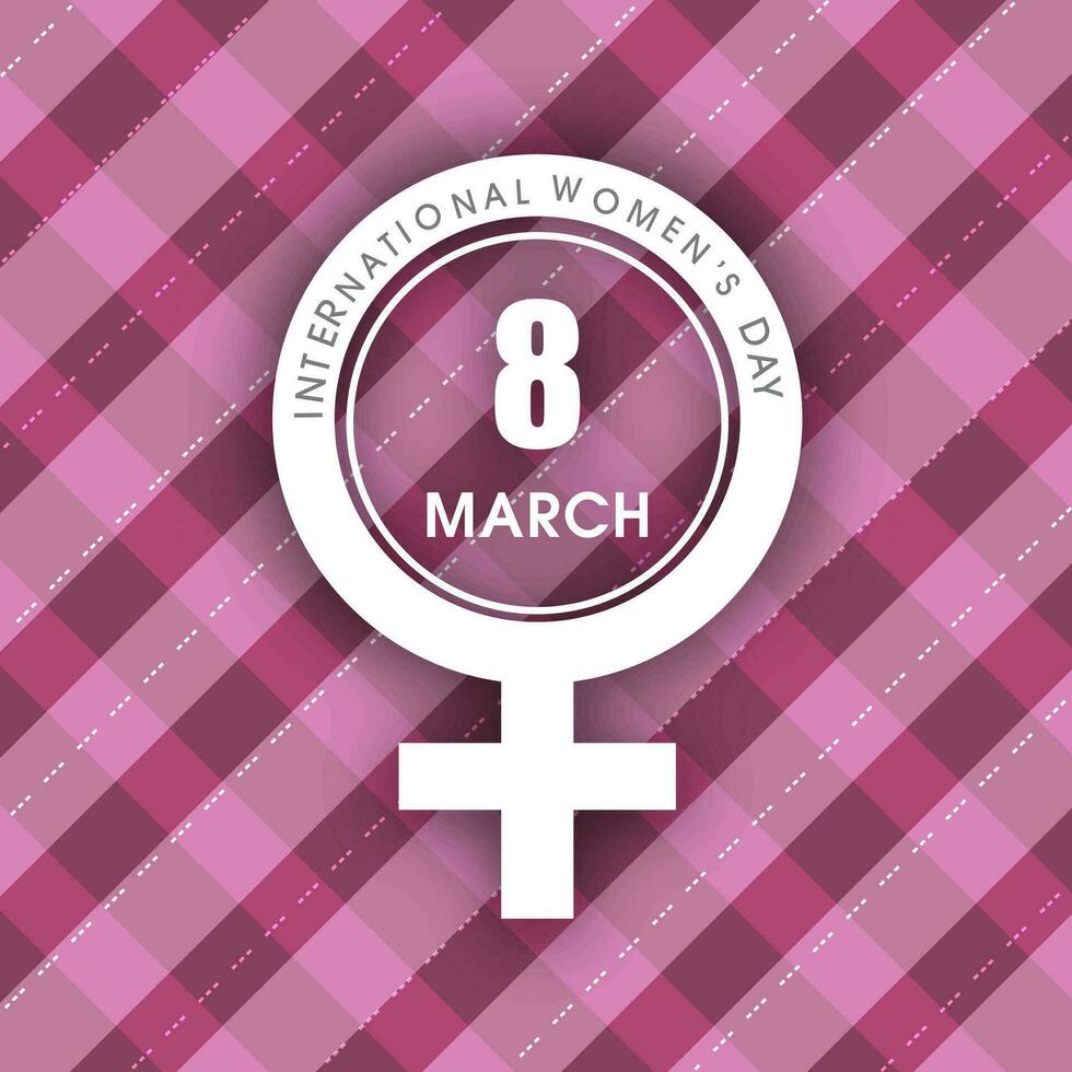 Happy Women's Day background with feminine symbol and text 8th March. vector