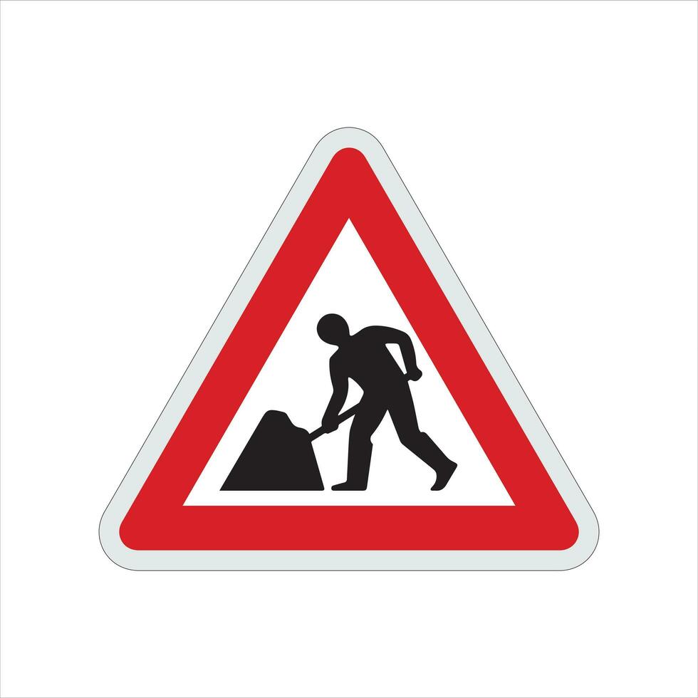 Work on the road icon flat style Most Common Safety Signs vector