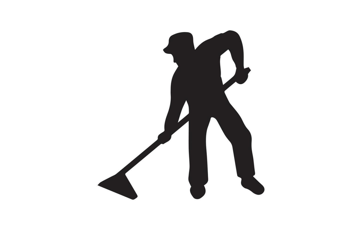 silhouette of a Man Cleaning illustration vector eps