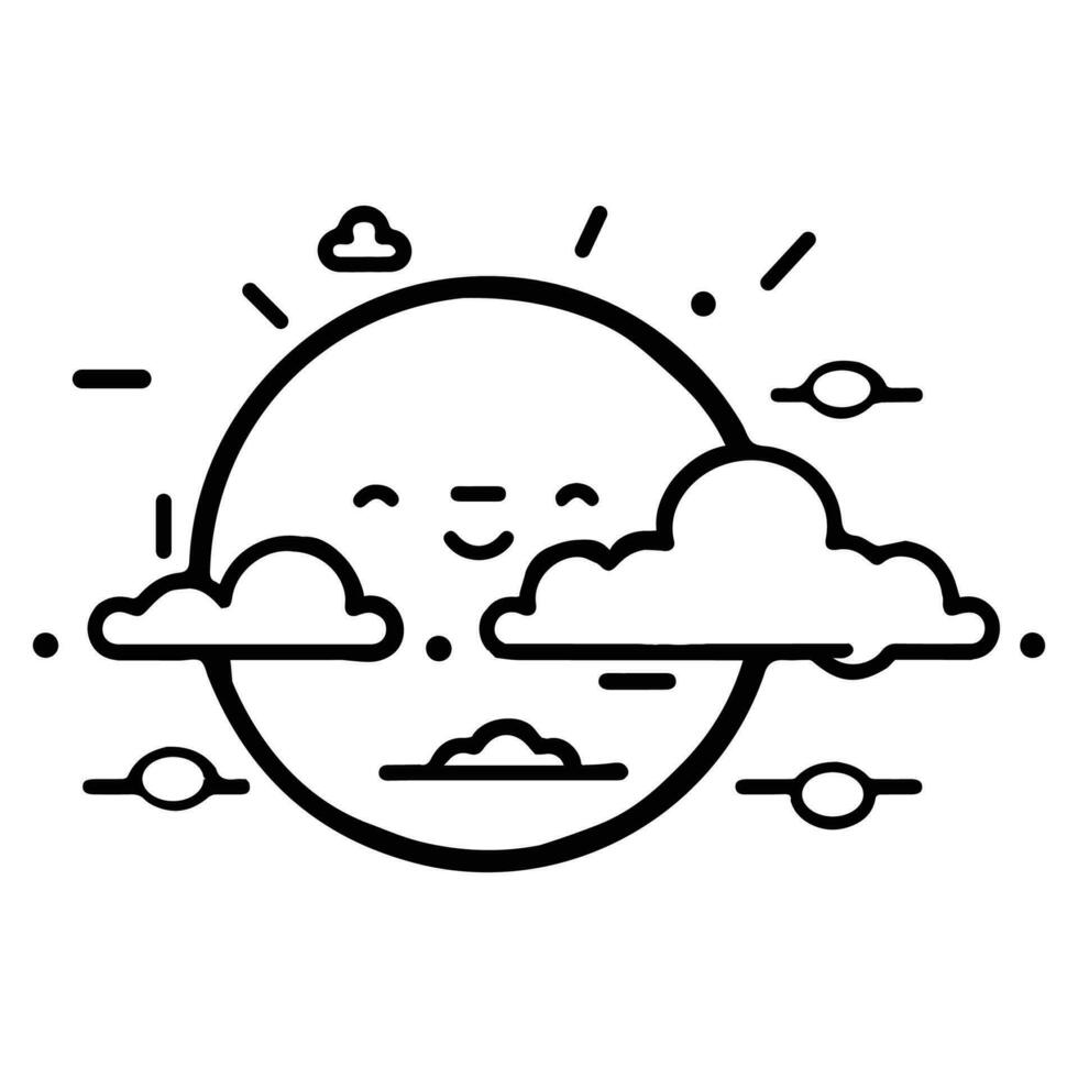 Hand Drawn sun and clouds in doodle style vector