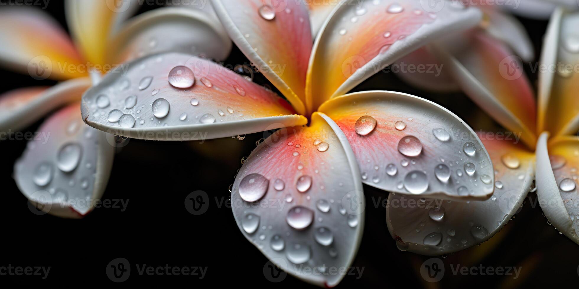 . . Plumeria frangipani flower close macro shot. Beautiful blossom spa relax vibe. Graphic Art photo