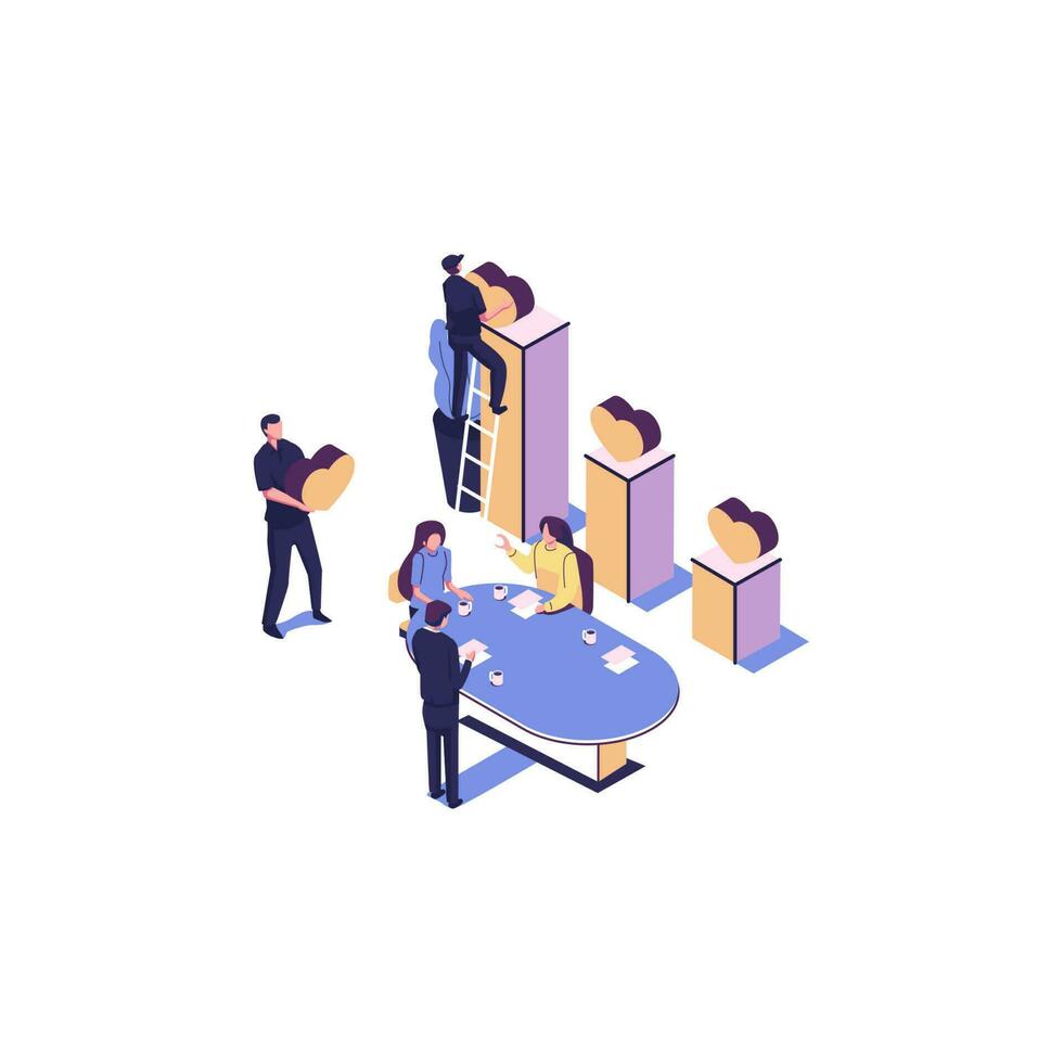 setting priorities flat style isometric vector illustration design