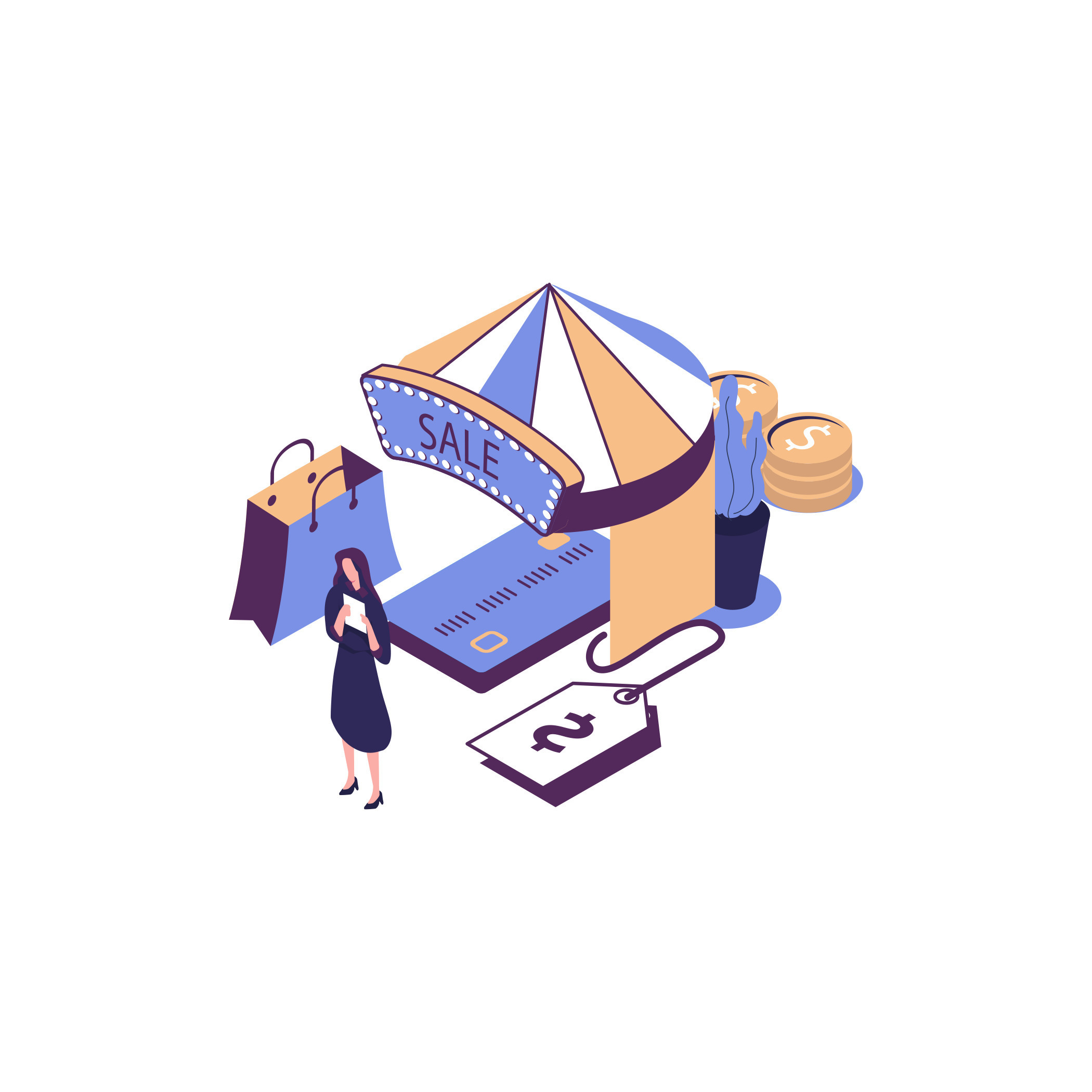 Discount And Royalty Card Flat Style Isometric Vector Illustration Discount And Royalty Card Flat Style Isometric Vector Illustration