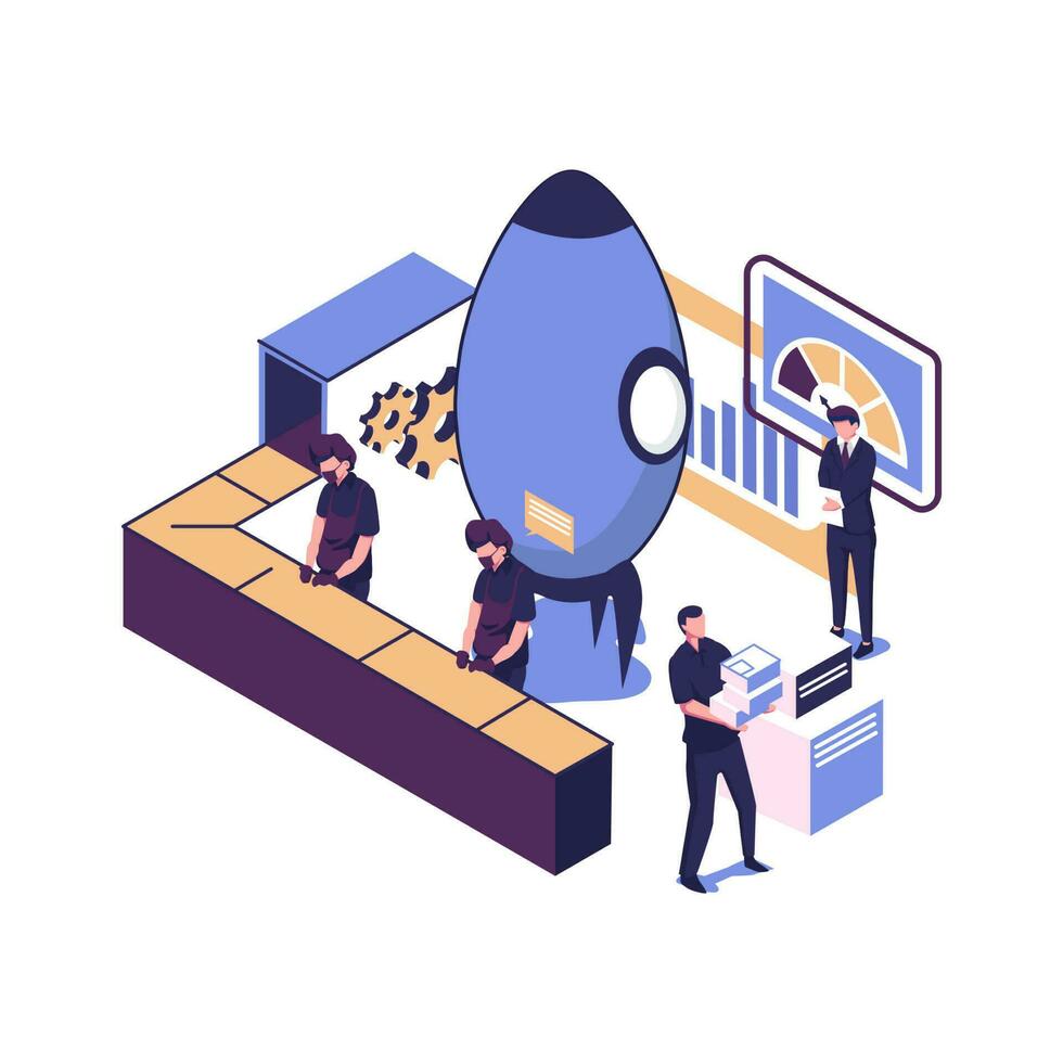 productivity improvement flat style isometric vector illustration design