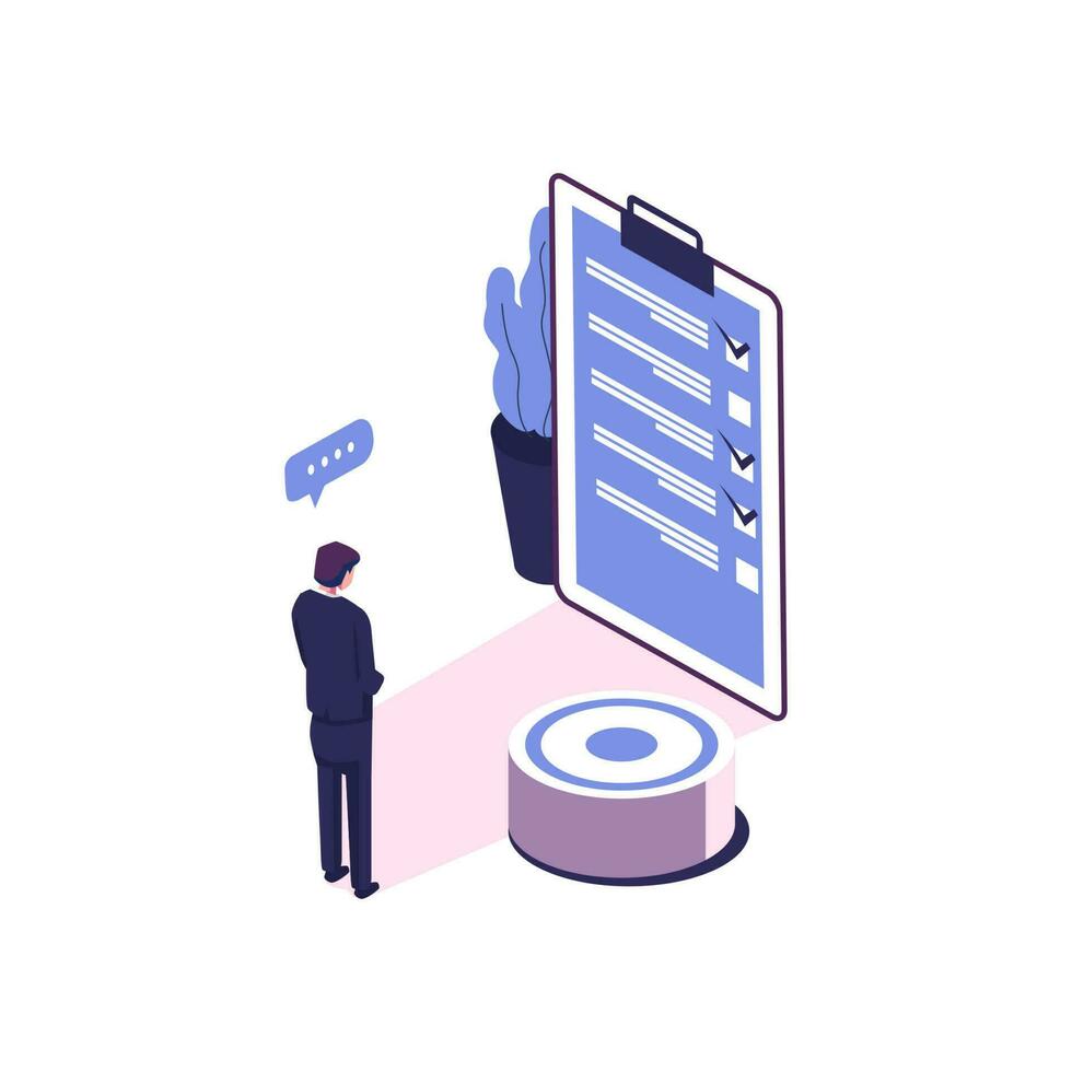 self management flat style isometric vector illustration design