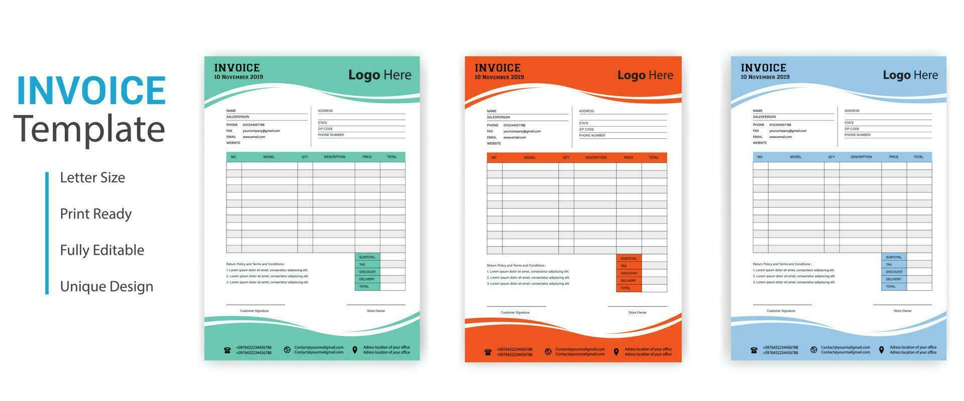 Simple business invoice design template vector