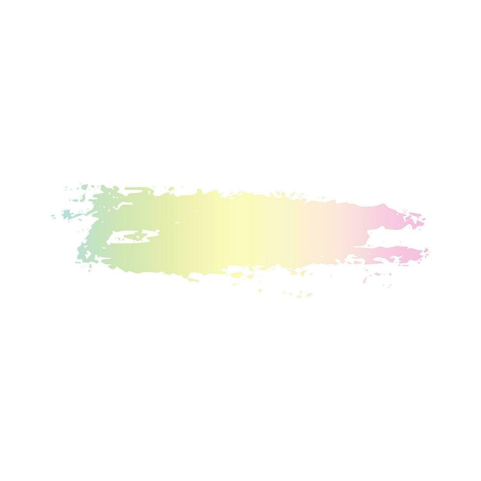 Rainbow holographic paint stroke isolated on white background. Bright rainbow spot. Vector paint stain gradient in trendy 90s, 00s retro style.