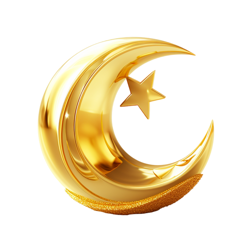 Ramadan Kareem Mubarak Golden Moon. png