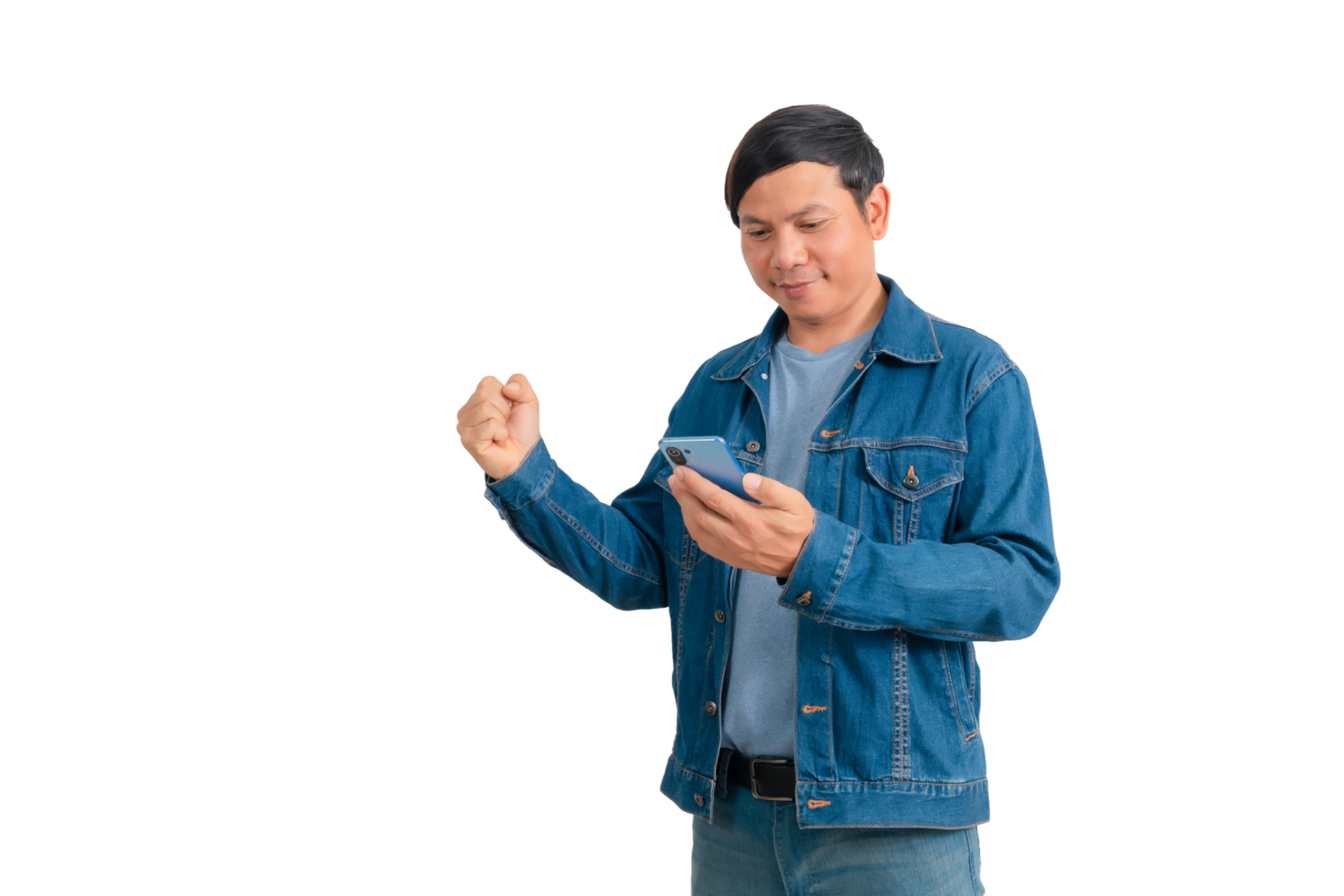 Asian man in shirt and jeans png