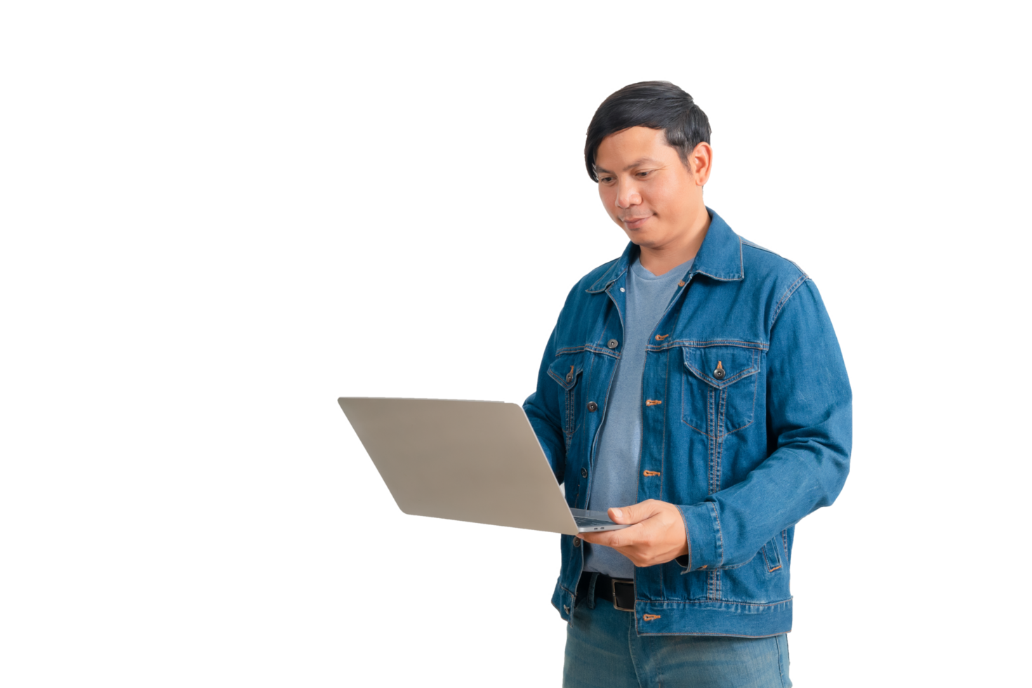 Asian man in shirt and jeans png